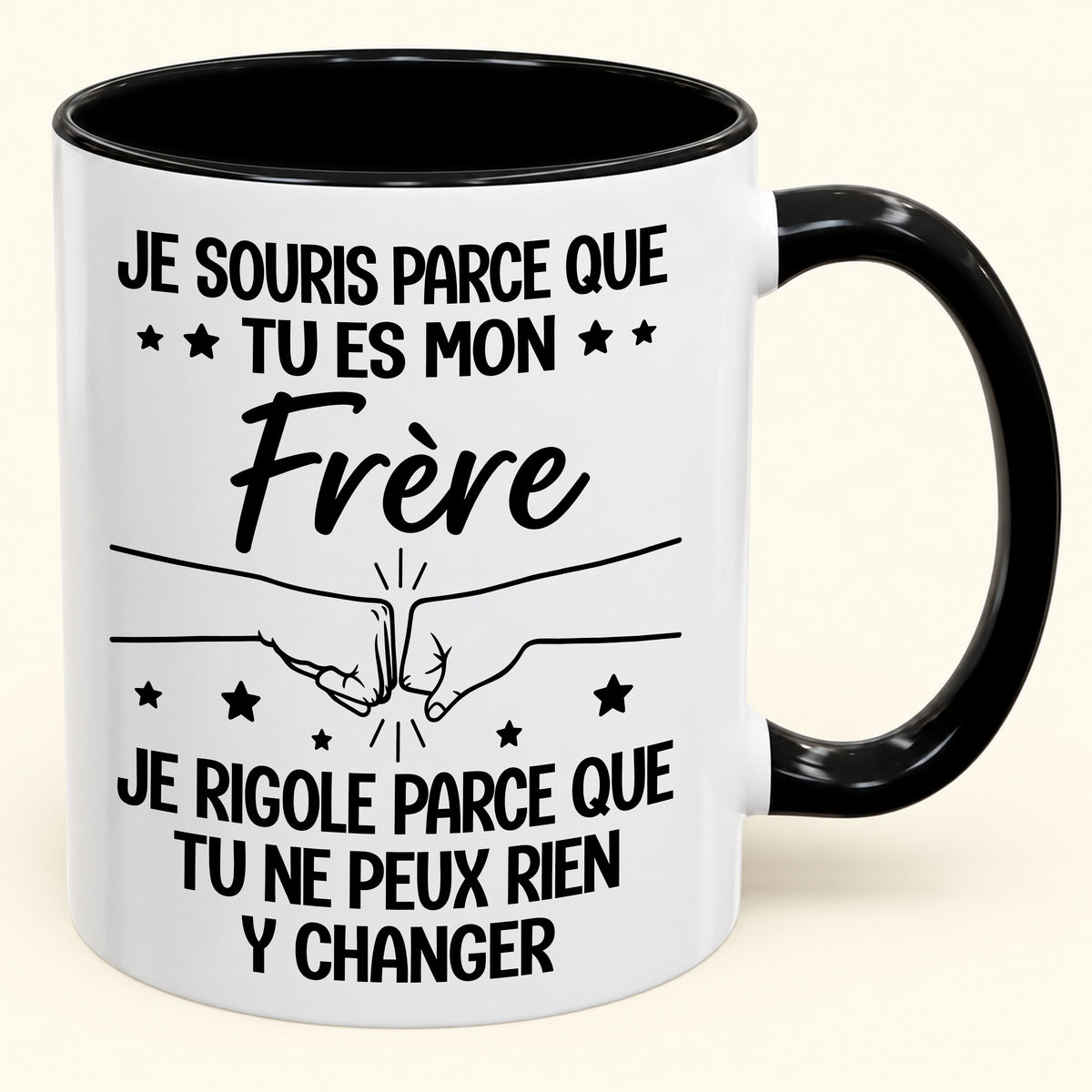 Tasse Personnalisée avec Prénoms « Je souris parce que tu es mon frère » - Idée Cadeau Frère (1053-01)