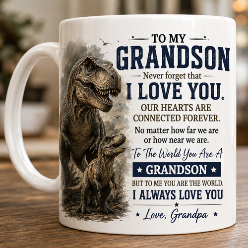 T-REX MUG - TO MY GRANDSON MUG - GIFT FROM GRANDPA