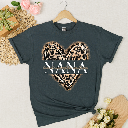 Custom Leopard Heart Nana Shirt – Personalized Gift for Grandma with Grandkids Names