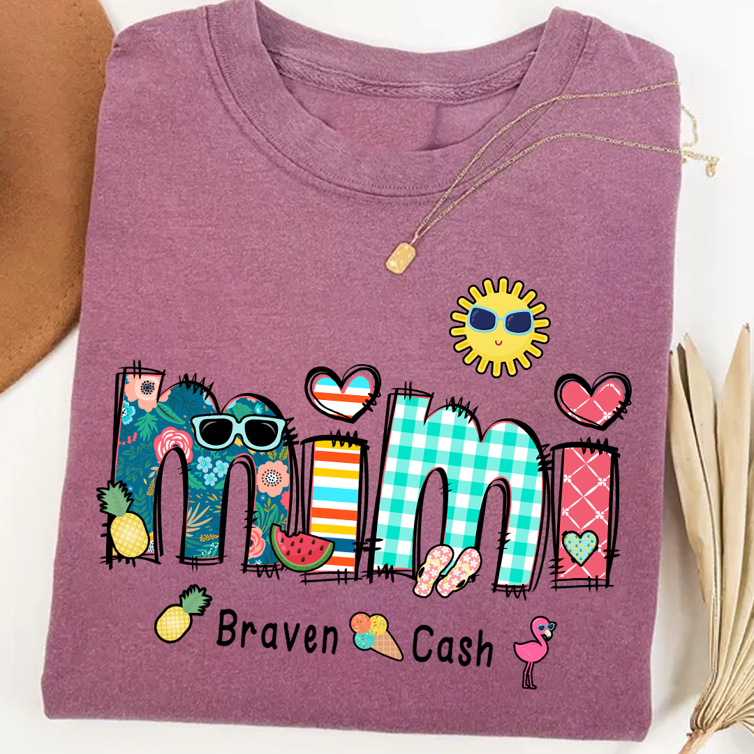 Personalize Mimi Summer Shirt, Custom Grandma And Grandkids Shirt, Gifts For Grandma Shirt