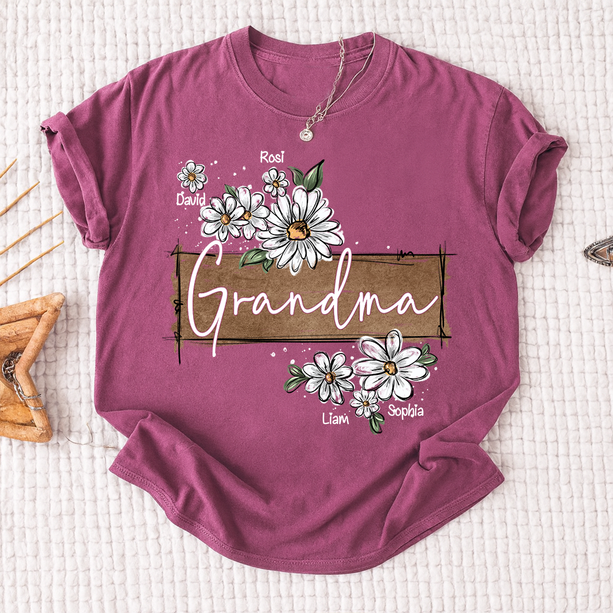Personalized Mimi Floral Shirt, Custom Grandma T-Shirt with Daisy Design For Gitf Family