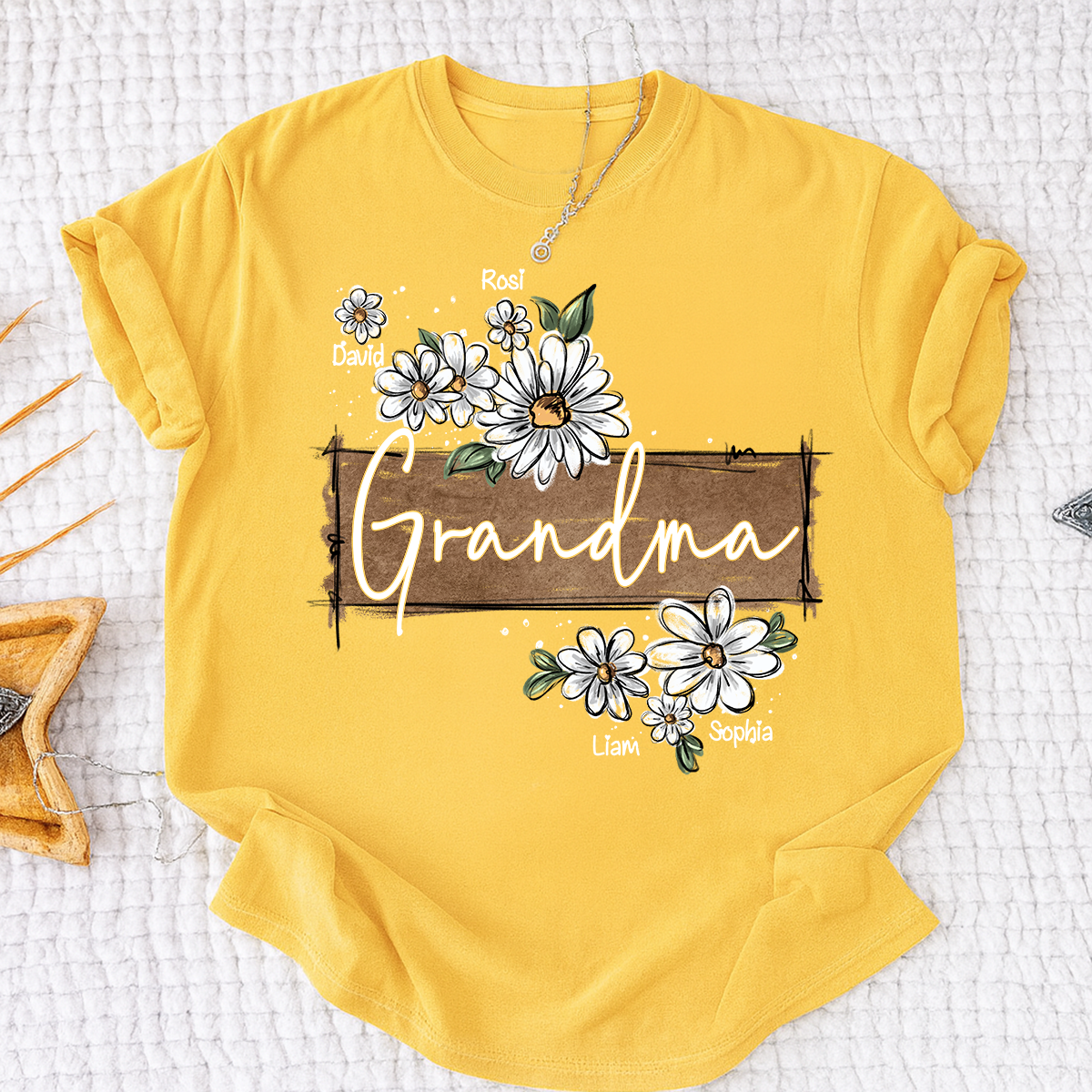 Personalized Mimi Floral Shirt, Custom Grandma T-Shirt with Daisy Design For Gitf Family