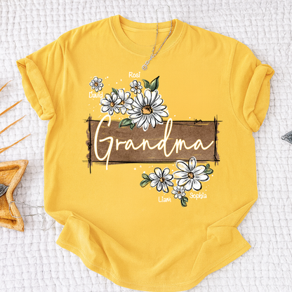 Personalized Mimi Floral Shirt, Custom Grandma T-Shirt with Daisy Design For Gitf Family