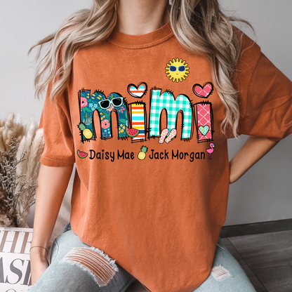 Personalize Mimi Summer Shirt, Custom Grandma And Grandkids Shirt, Gifts For Grandma Shirt