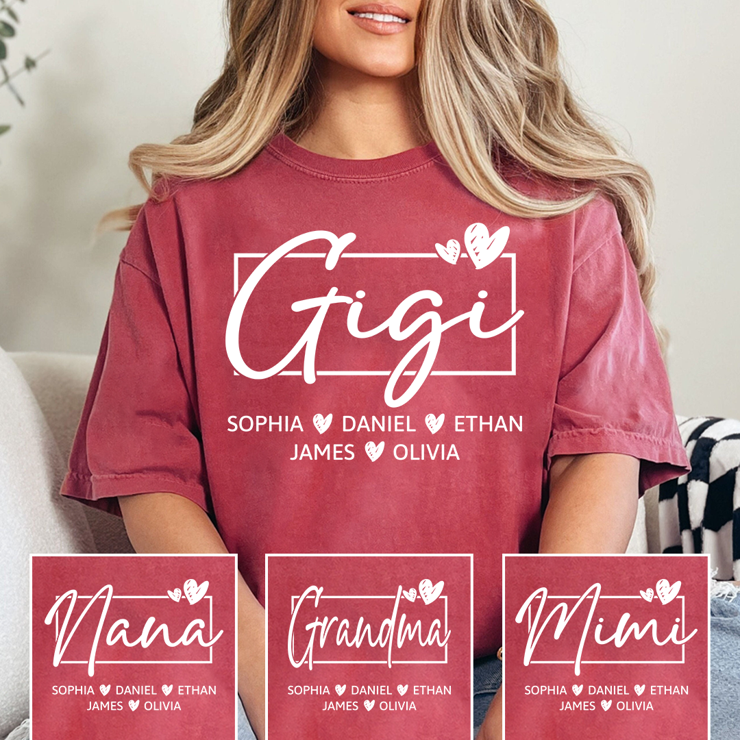 Gigi Shirt, Personalized Grandma T-Shirt with Grandkids' Names, Custom Family Apparel for Gigi