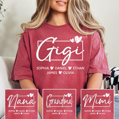 Gigi Shirt, Personalized Grandma T-Shirt with Grandkids' Names, Custom Family Apparel for Gigi