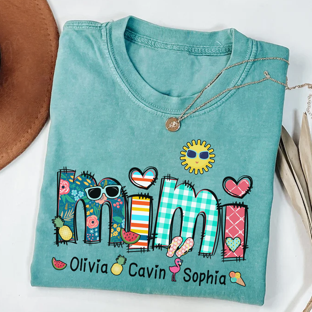 Personalize Mimi Summer Shirt, Custom Grandma And Grandkids Shirt, Gifts For Grandma Shirt