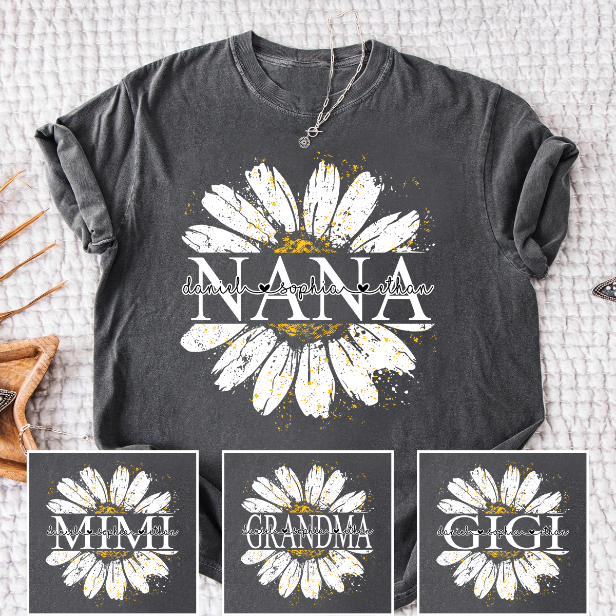 Personalized Nana Shirt with Beautiful Daisy Print – Custom Grand