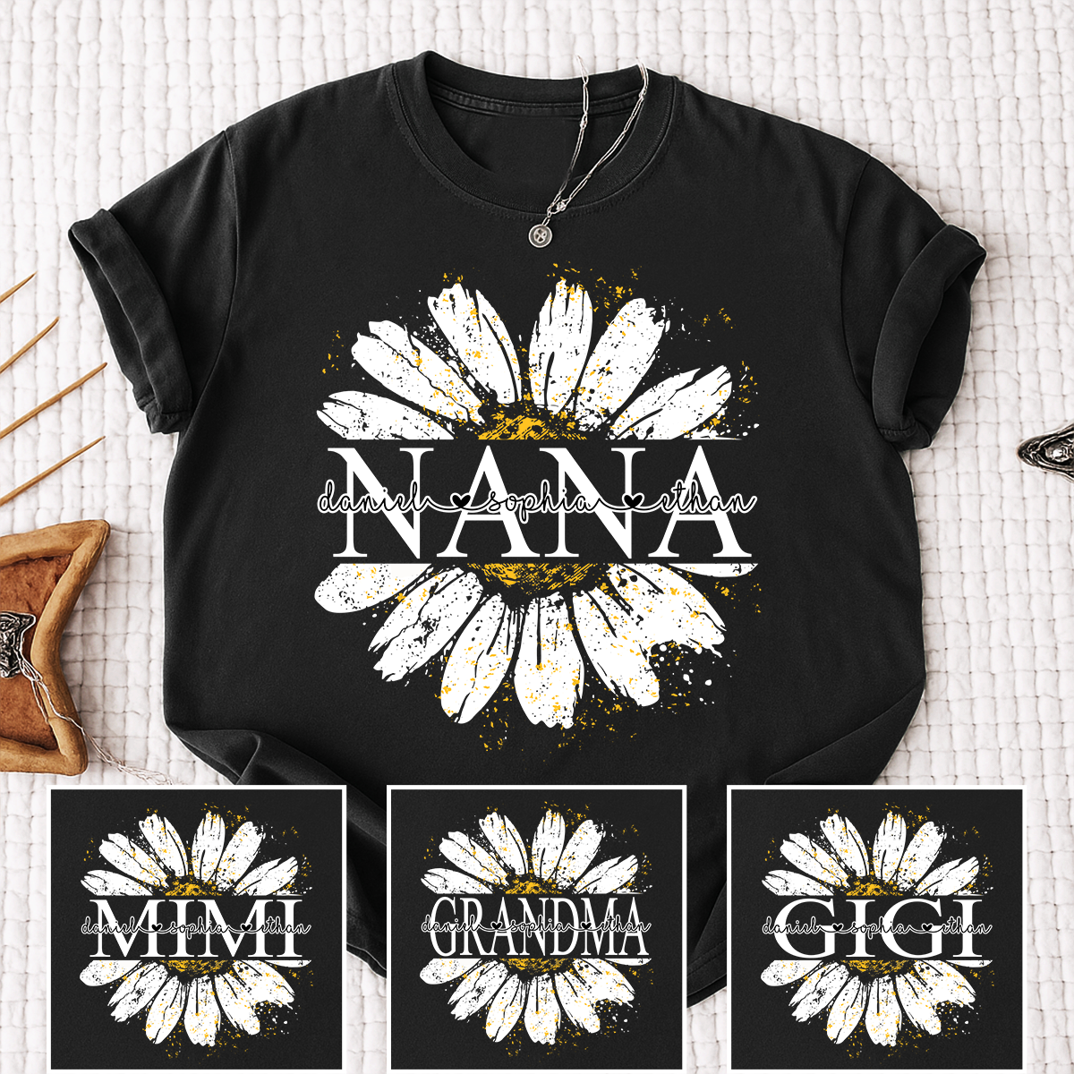 Personalized Nana Shirt with Beautiful Daisy Print – Custom Grand
