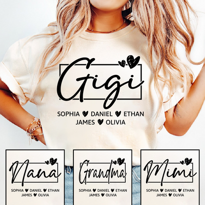 Gigi Shirt, Personalized Grandma T-Shirt with Grandkids' Names, Custom Family Apparel for Gigi