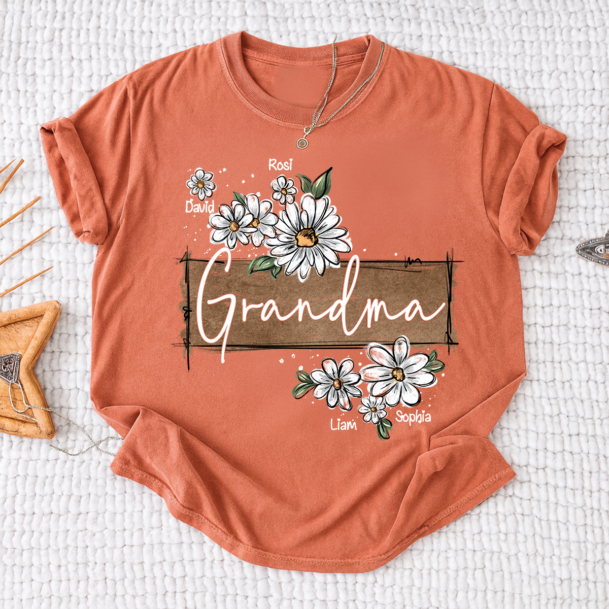 Personalized Mimi Floral Shirt, Custom Grandma T-Shirt with Daisy Design For Gitf Family