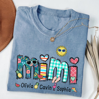 Personalize Mimi Summer Shirt, Custom Grandma And Grandkids Shirt, Gifts For Grandma Shirt
