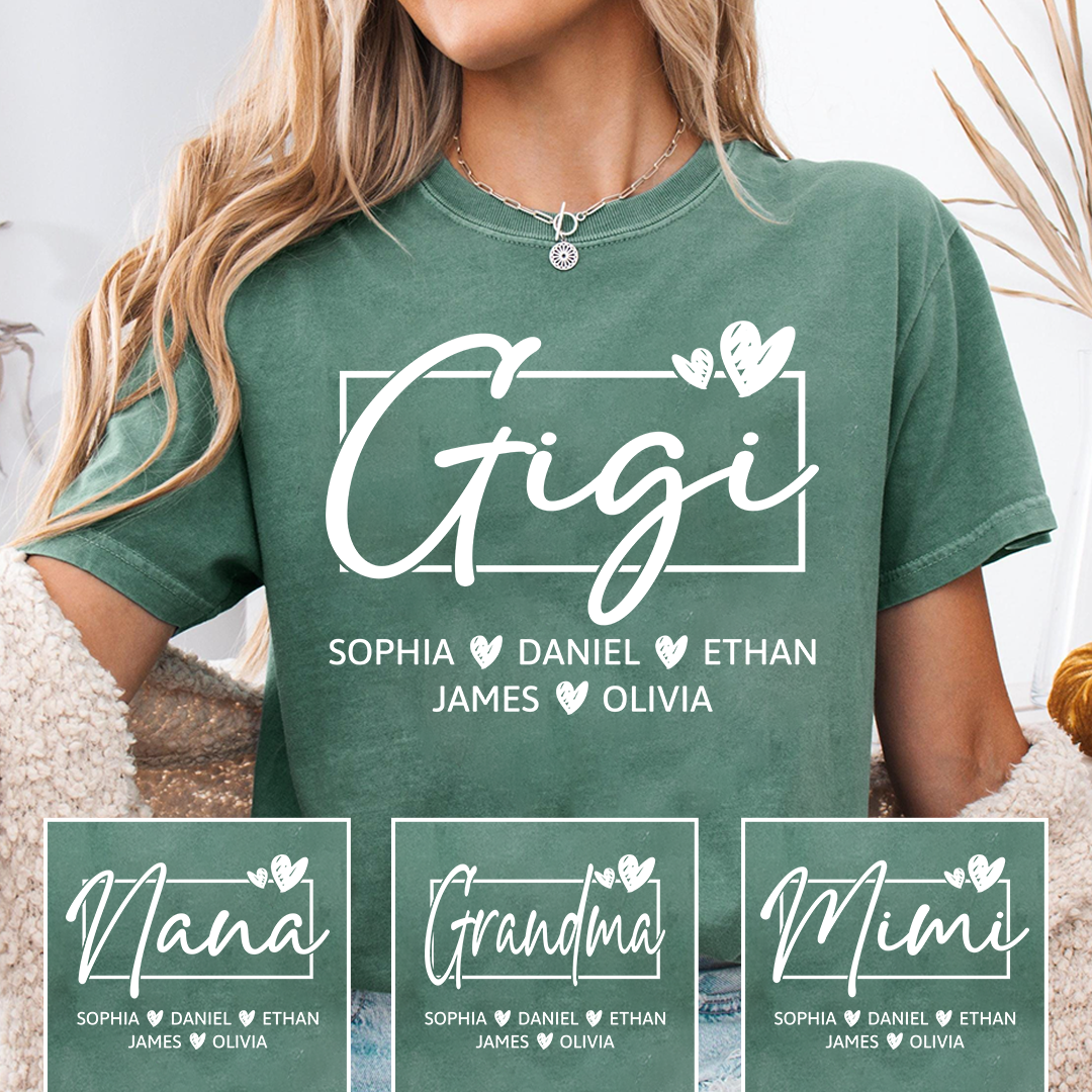 Gigi Shirt, Personalized Grandma T-Shirt with Grandkids' Names, Custom Family Apparel for Gigi