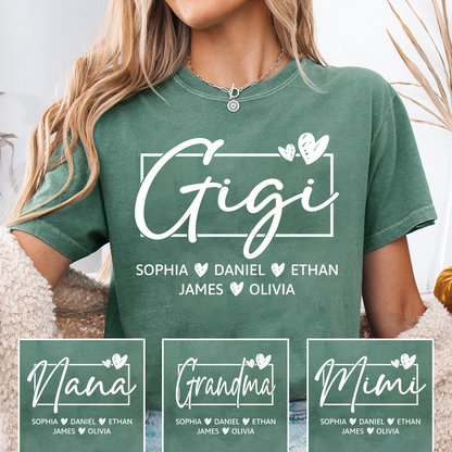 Gigi Shirt, Personalized Grandma T-Shirt with Grandkids' Names, Custom Family Apparel for Gigi