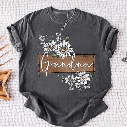 Personalized Mimi Floral Shirt, Custom Grandma T-Shirt with Daisy Design For Gitf Family
