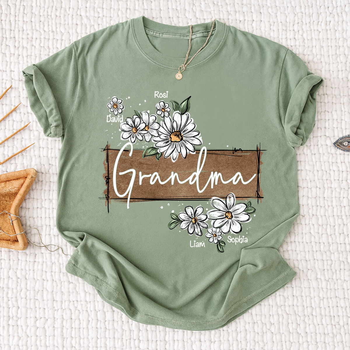 Personalized Mimi Floral Shirt, Custom Grandma T-Shirt with Daisy Design For Gitf Family