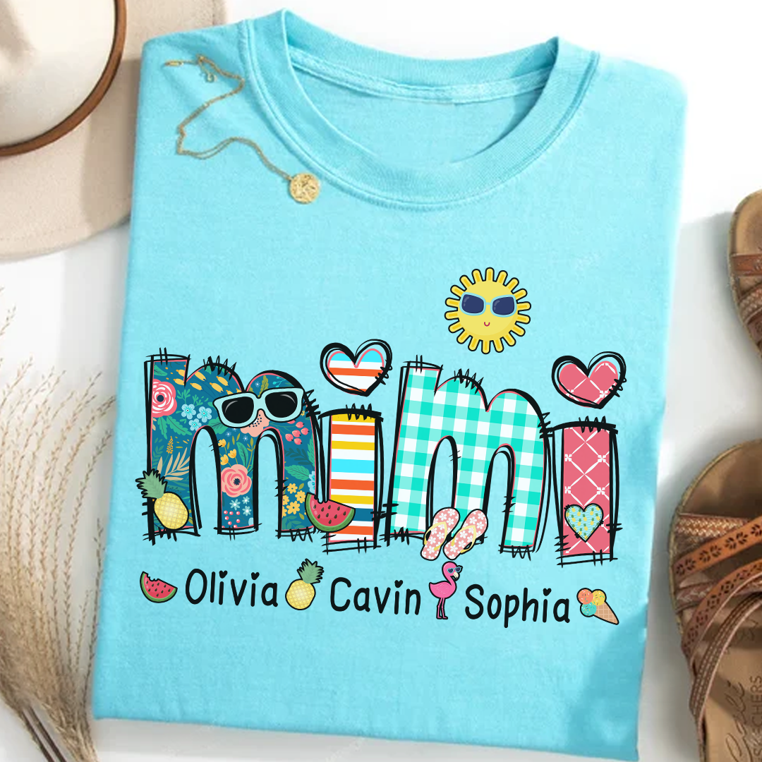 Personalize Mimi Summer Shirt, Custom Grandma And Grandkids Shirt, Gifts For Grandma Shirt