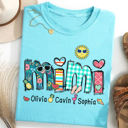Personalize Mimi Summer Shirt, Custom Grandma And Grandkids Shirt, Gifts For Grandma Shirt