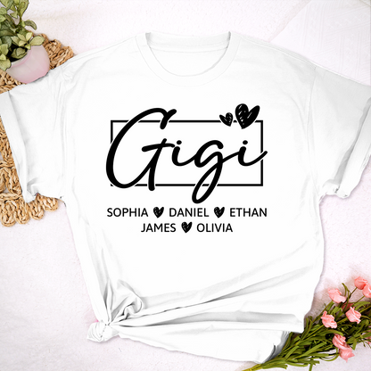 Gigi Shirt, Personalized Grandma T-Shirt with Grandkids' Names, Custom Family Apparel for Gigi