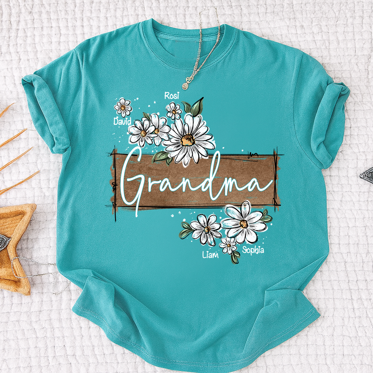 Personalized Mimi Floral Shirt, Custom Grandma T-Shirt with Daisy Design For Gitf Family
