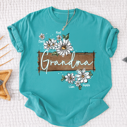 Personalized Mimi Floral Shirt, Custom Grandma T-Shirt with Daisy Design For Gitf Family