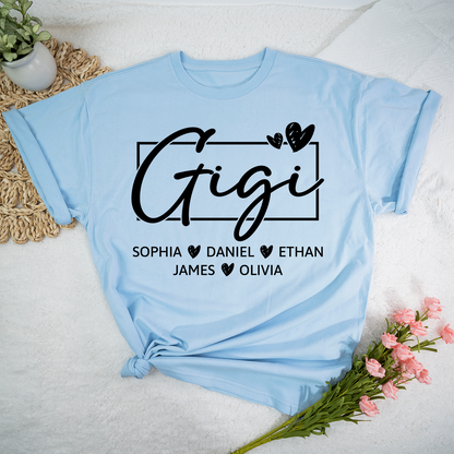 Gigi Shirt, Personalized Grandma T-Shirt with Grandkids' Names, Custom Family Apparel for Gigi