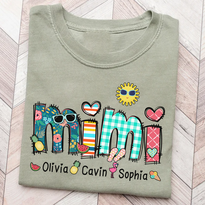 Personalize Mimi Summer Shirt, Custom Grandma And Grandkids Shirt, Gifts For Grandma Shirt