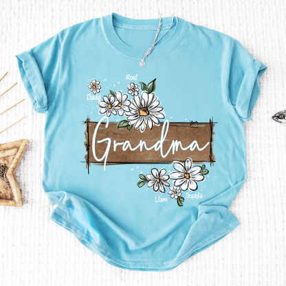 Personalized Mimi Floral Shirt, Custom Grandma T-Shirt with Daisy Design For Gitf Family
