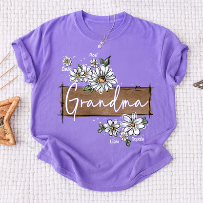 Personalized Mimi Floral Shirt, Custom Grandma T-Shirt with Daisy Design For Gitf Family