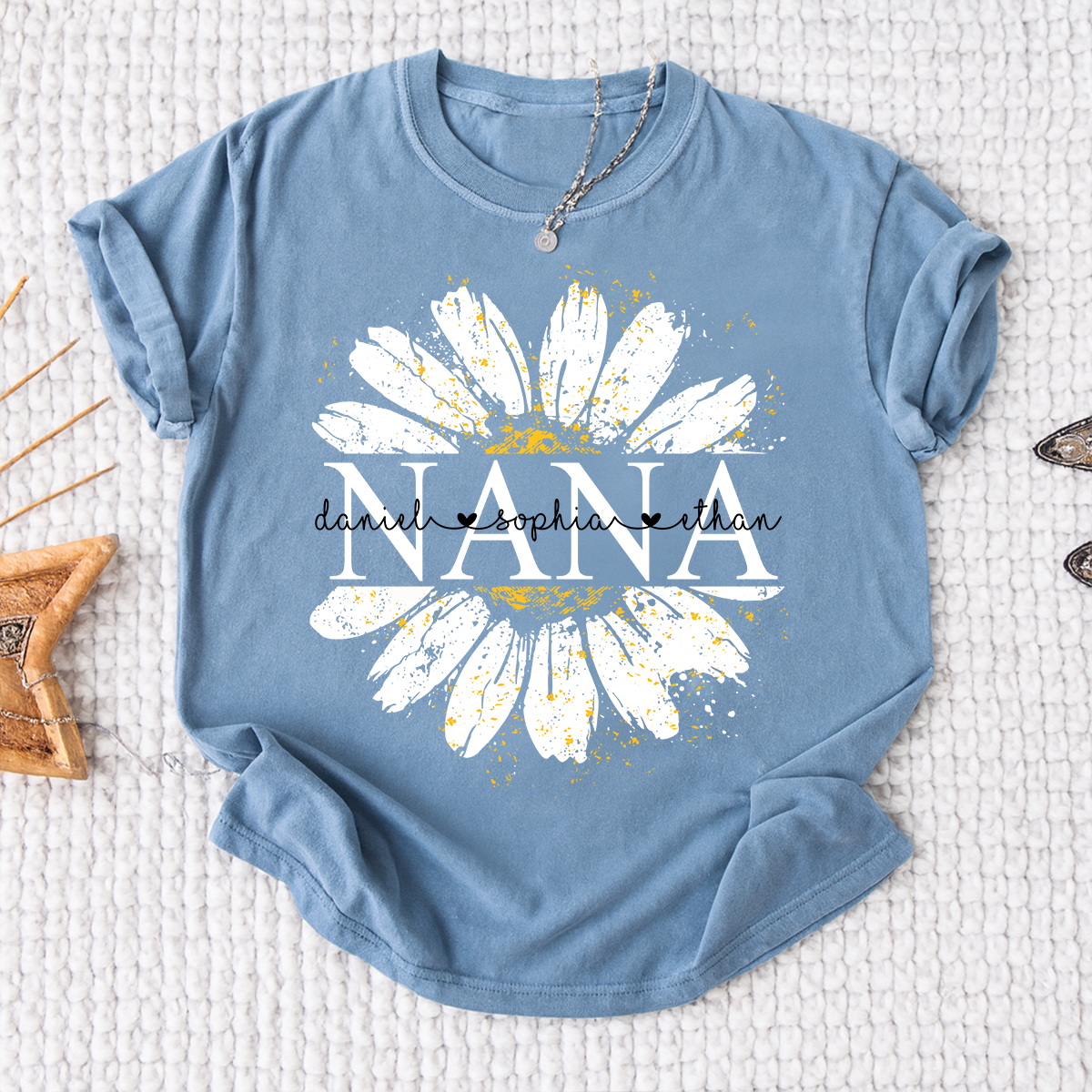 Personalized Nana Shirt with Beautiful Daisy Print – Custom Grand