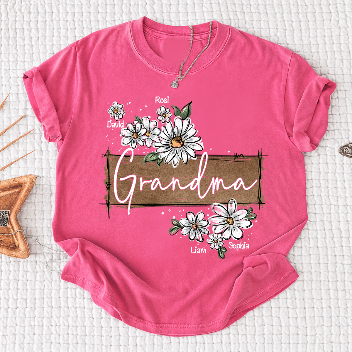 Personalized Mimi Floral Shirt, Custom Grandma T-Shirt with Daisy Design For Gitf Family