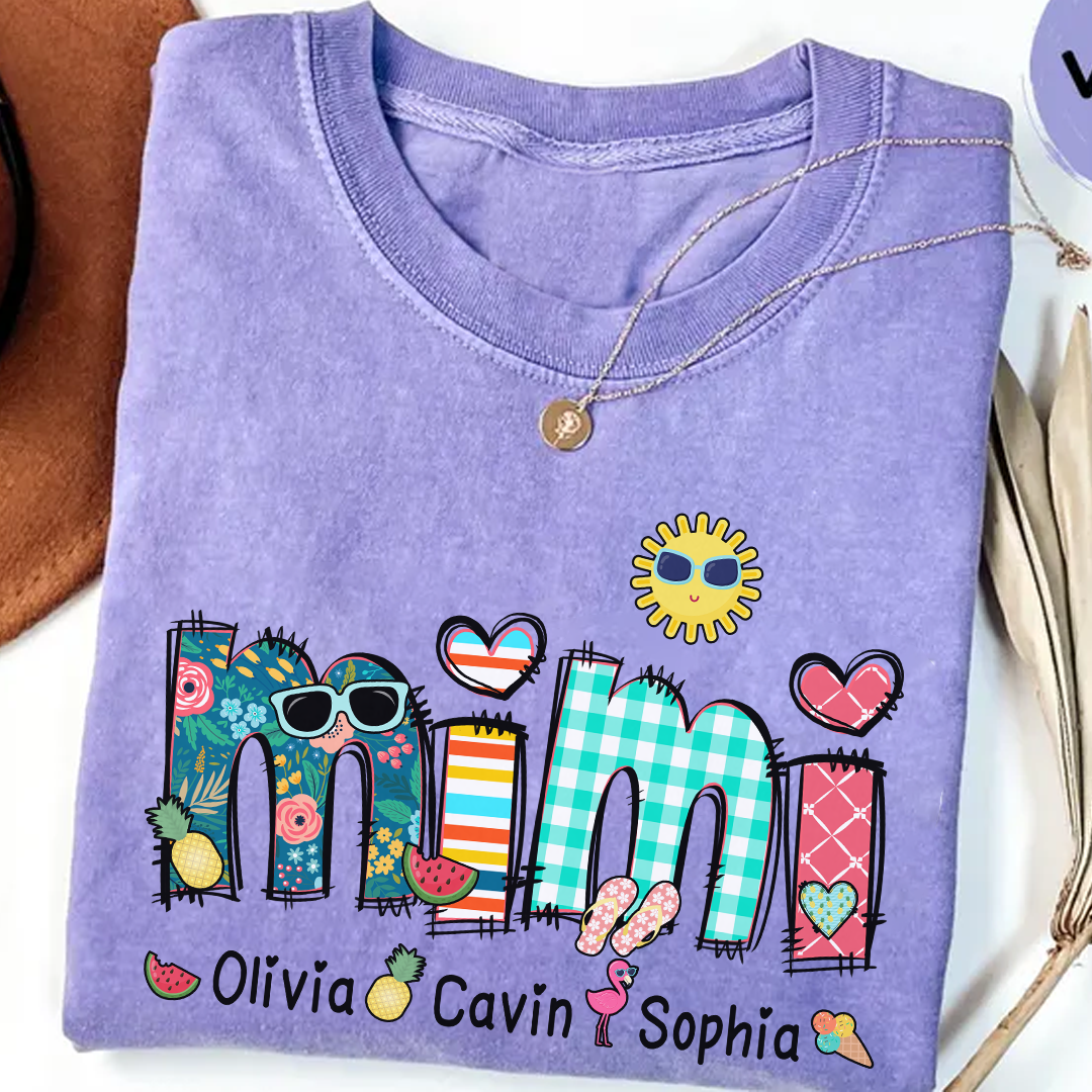 Personalize Mimi Summer Shirt, Custom Grandma And Grandkids Shirt, Gifts For Grandma Shirt