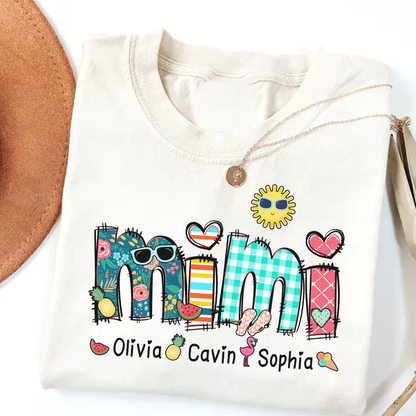 Personalize Mimi Summer Shirt, Custom Grandma And Grandkids Shirt, Gifts For Grandma Shirt