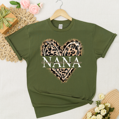 Custom Leopard Heart Nana Shirt – Personalized Gift for Grandma with Grandkids Names