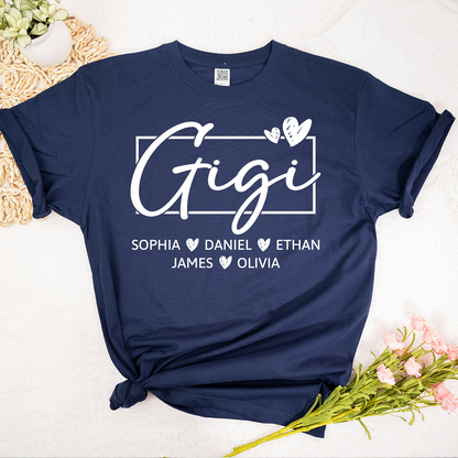 Gigi Shirt, Personalized Grandma T-Shirt with Grandkids' Names, Custom Family Apparel for Gigi