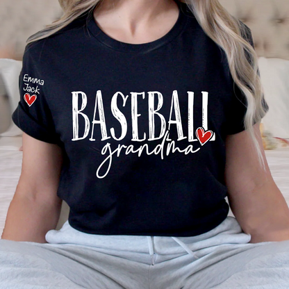 Baseball GrandmaT-Shirt, Custom Name Nana Shirt with Retro Baseball Graphic
