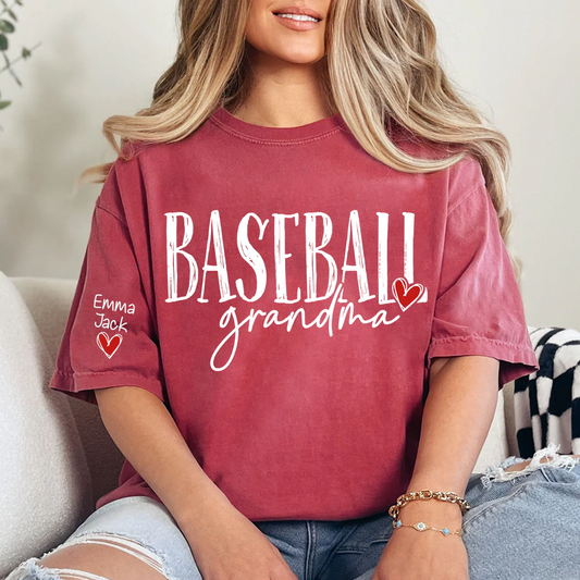 Baseball GrandmaT-Shirt, Custom Name Nana Shirt with Retro Baseball Graphic