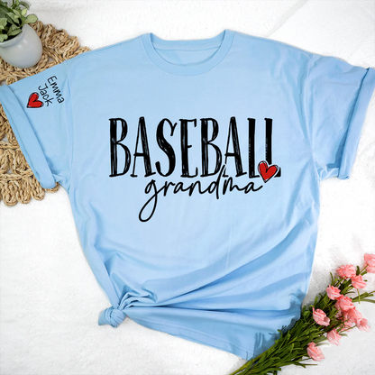 Baseball GrandmaT-Shirt, Custom Name Nana Shirt with Retro Baseball Graphic