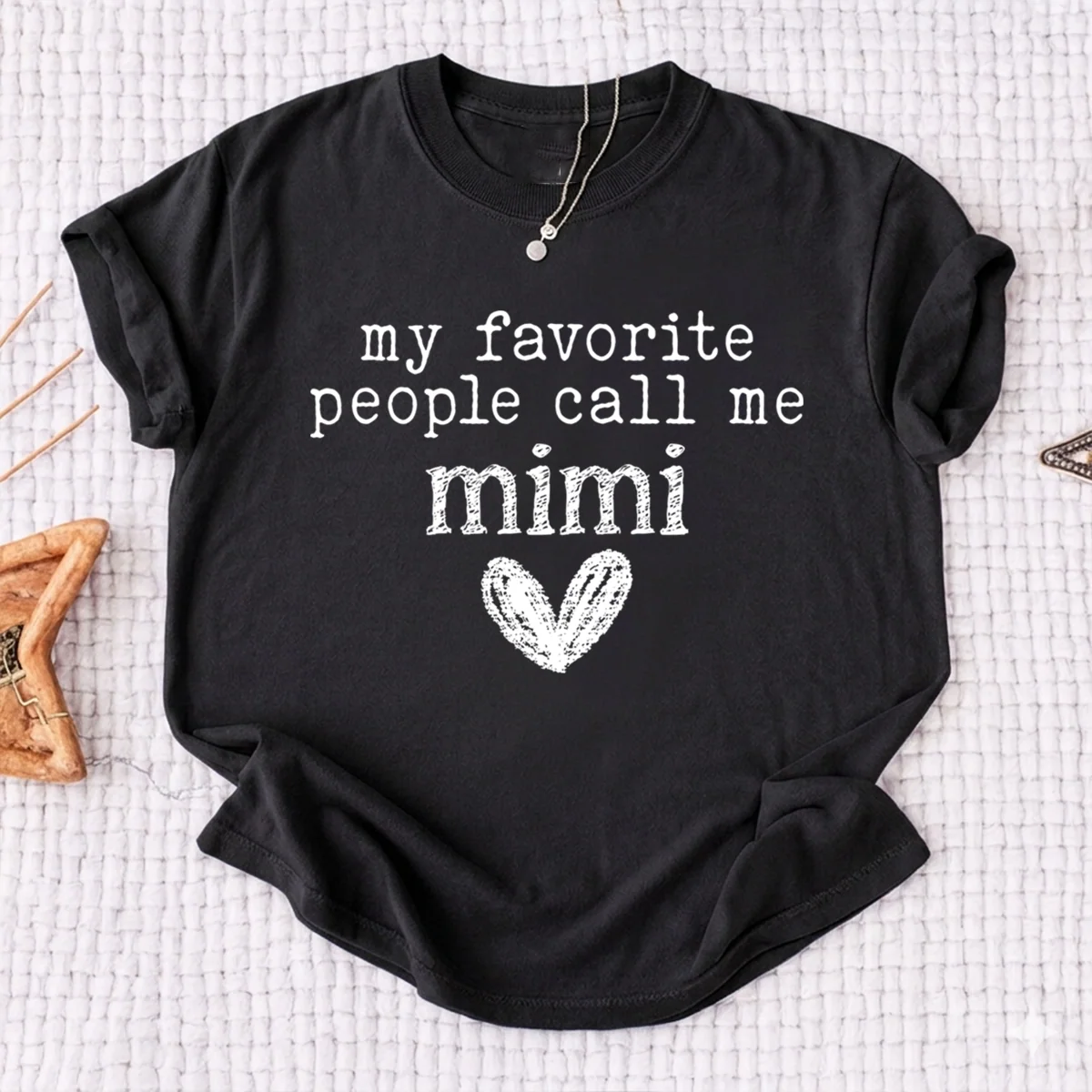 My Favorite People Call Me Mimi Shirt, Cute Mimi Grandma T-Shirt with Heart Design