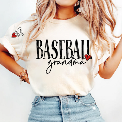 Baseball GrandmaT-Shirt, Custom Name Nana Shirt with Retro Baseball Graphic