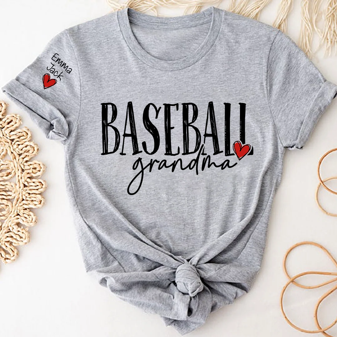 Baseball GrandmaT-Shirt, Custom Name Nana Shirt with Retro Baseball Graphic