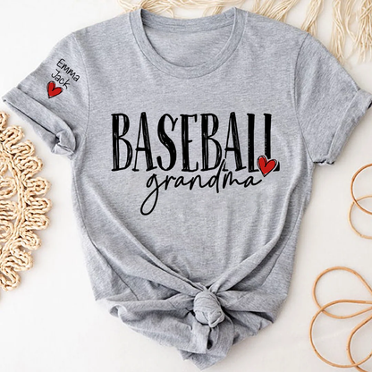 Baseball GrandmaT-Shirt, Custom Name Nana Shirt with Retro Baseball Graphic