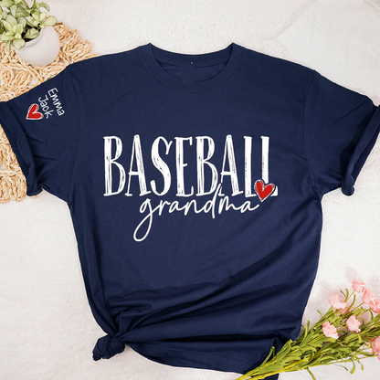 Baseball GrandmaT-Shirt, Custom Name Nana Shirt with Retro Baseball Graphic