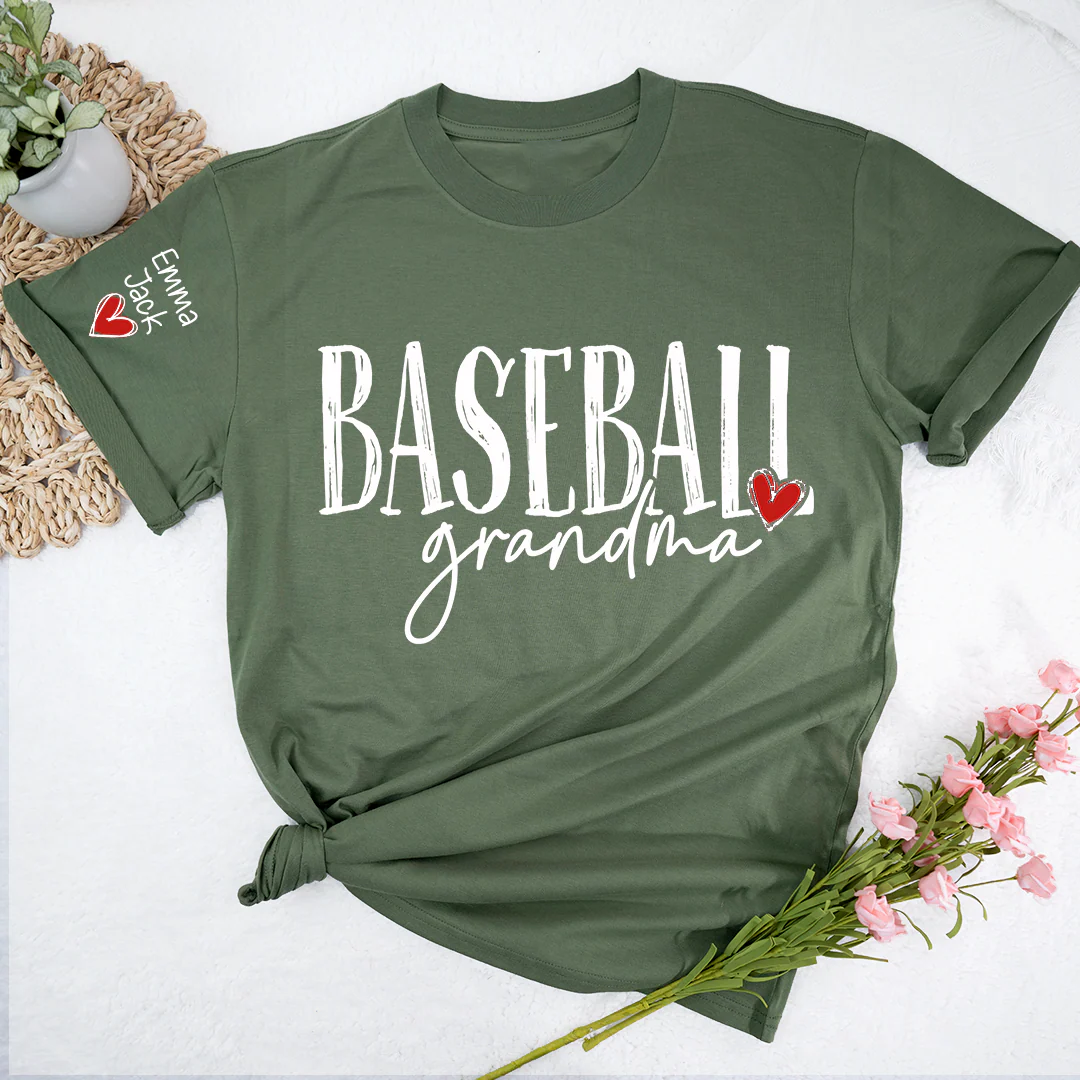 Baseball GrandmaT-Shirt, Custom Name Nana Shirt with Retro Baseball Graphic