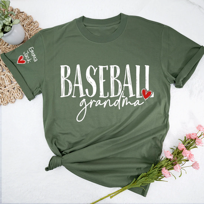 Baseball GrandmaT-Shirt, Custom Name Nana Shirt with Retro Baseball Graphic