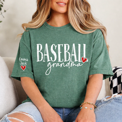Baseball GrandmaT-Shirt, Custom Name Nana Shirt with Retro Baseball Graphic