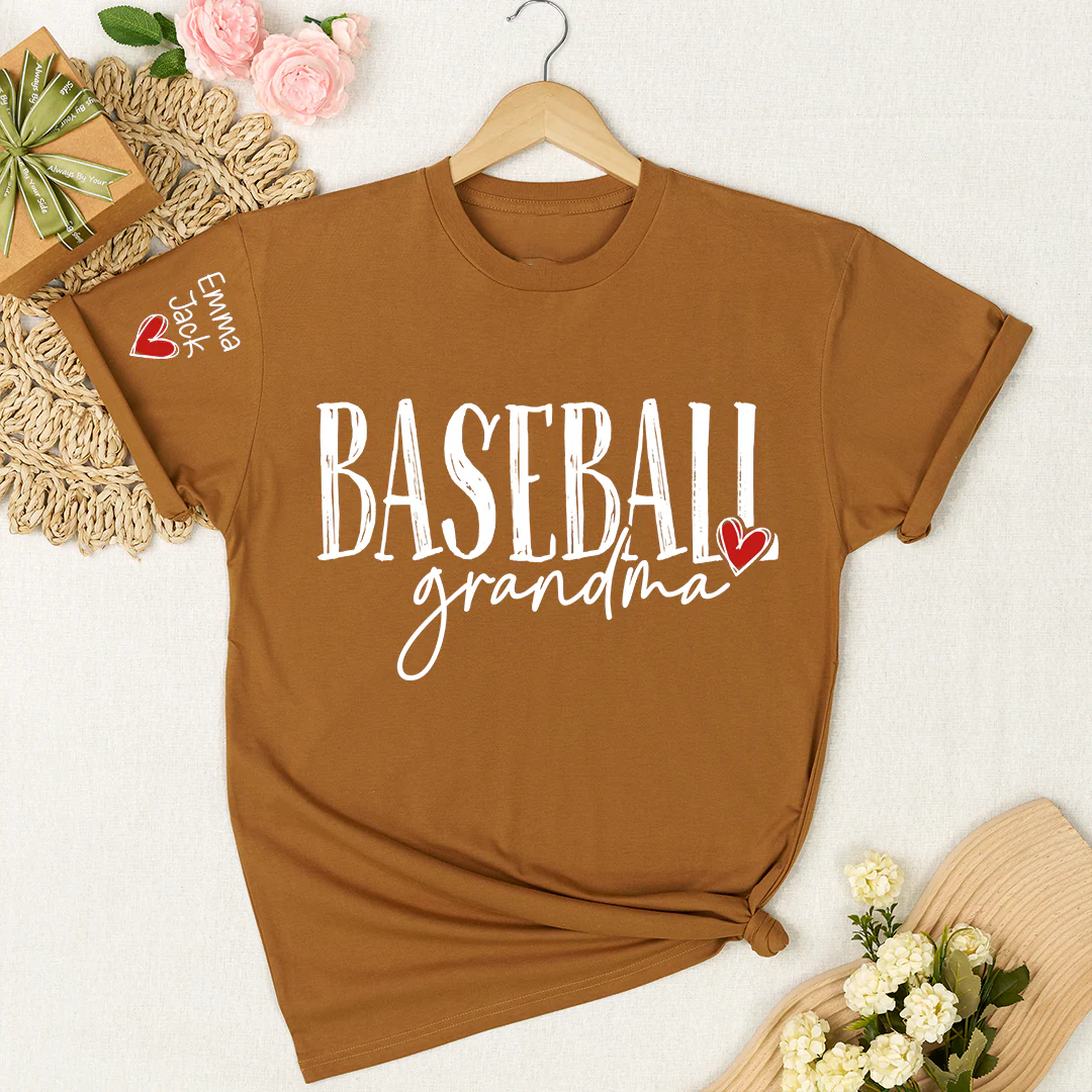 Baseball GrandmaT-Shirt, Custom Name Nana Shirt with Retro Baseball Graphic