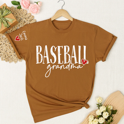 Baseball GrandmaT-Shirt, Custom Name Nana Shirt with Retro Baseball Graphic