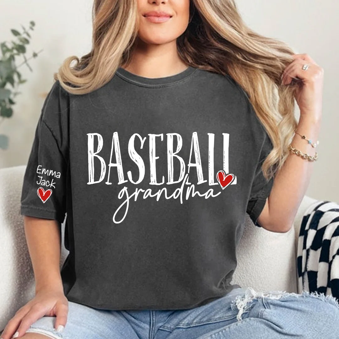 Baseball GrandmaT-Shirt, Custom Name Nana Shirt with Retro Baseball Graphic